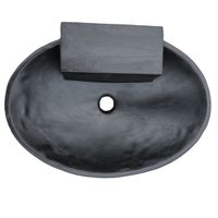 Black Concrete Oval Basin 50 x 38 x 13cm with Rectangle Top